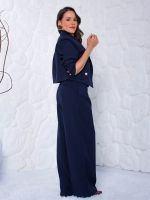 Calça  Alfaiataria Pantalona com Pregas Frontais Emanuelle