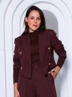 Blazer Cropped Alfaiataria Estruturado Emanuelle 