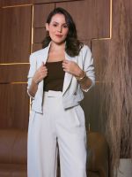 Blazer Cropped Alfaiataria Estruturado Emanuelle 