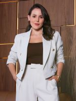 Blazer Cropped Alfaiataria Estruturado Emanuelle 