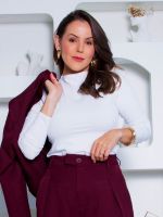 Blusa Manga Longa em Poliamida com Gola Alta Lorena