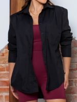 Camisa Oversized em Tricoline com Bolso Frontal Millany