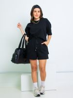 Conjunto Blusa Manga Curta e Shorts  100% Algodão  Samara