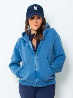 Jaqueta em Moletom Washed 100% Algodão com Capuz e Bolso Giuliana