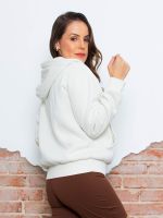 Jaqueta em Moletom Washed 100% Algodão com Capuz e Bolso Giuliana