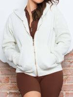 Jaqueta em Moletom Washed 100% Algodão com Capuz e Bolso Giuliana