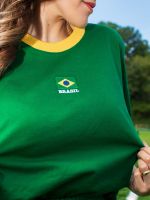 T-Shirt Cropped Brasil 100% Algodão Elen