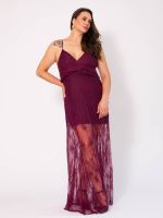 Vestido Feminino Longo de Renda Alças Finas Priscila