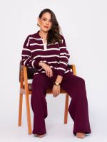 Conjunto Feminino em Tricô Modal Listrado Betina 
