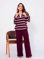 Conjunto Feminino em Tricô Modal Listrado Betina 