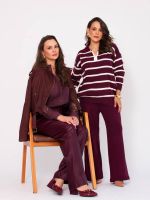 Conjunto Feminino em Tricô Modal Listrado Betina 