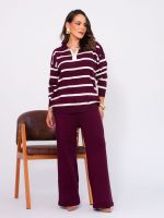 Conjunto Feminino em Tricô Modal Listrado Betina 