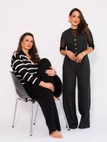 Conjunto Feminino em Tricô Modal Listrado Betina 