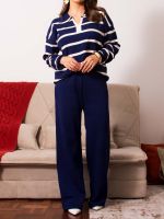 Conjunto Feminino em Tricô Modal Listrado Betina 