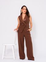 Colete Feminino Alfaiataria com Lapela em Couro Eco Giovana 