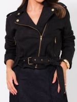 Jaqueta Suede Feminina Curta com Cinto Betina 