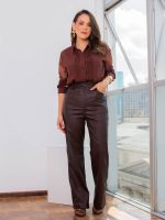 Calça Feminina Resinada Cintura Alta Lara 