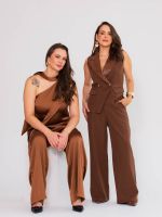 Calça Feminina Alfaiataria Wide Leg Cintura Alta Giovana 