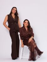 Calça Feminina Alfaiataria Wide Leg Cintura Alta Giovana 