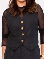 Colete Feminino Tweed com Botões Dourados Milena 