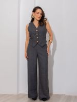 Colete Feminino Tweed com Botões Dourados Milena 