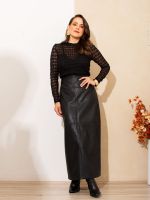 Blusa Feminina de Renda Transparente Manga Longa com Top Incluso Betina