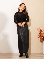 Blusa Feminina de Renda Transparente Manga Longa com Top Incluso Betina