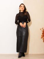 Blusa Feminina de Renda Transparente Manga Longa com Top Incluso Betina