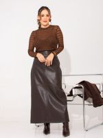 Blusa Feminina de Renda Transparente Manga Longa com Top Incluso Betina