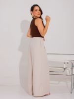 Calça Feminina Alfaiataria Wide Leg Cintura Média com Pregas Bruna