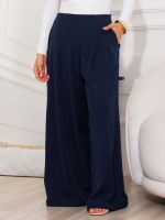 Calça Feminina Alfaiataria Wide Leg Cintura Média com Pregas Bruna