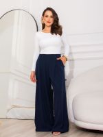Calça Feminina Alfaiataria Wide Leg Cintura Média com Pregas Bruna