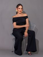 Calça Feminina Alfaiataria Wide Leg Cintura Média com Pregas Bruna