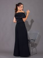 Calça Feminina Alfaiataria Wide Leg Cintura Média com Pregas Bruna