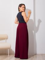 Calça Feminina Alfaiataria Wide Leg Cintura Média com Pregas Bruna