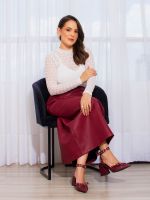 Saia Feminina Couro Eco Midi Justa com Fenda Atrás Erica