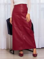 Saia Feminina Couro Eco Midi Justa com Fenda Atrás Erica