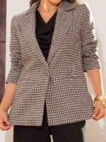 Blazer Feminino Alfaiataria Pied de Poule Estruturado Ariela