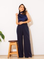 Blusa Feminina Acetinada Um Ombro Só com Faixa Eloíse