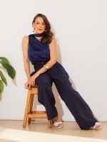 Blusa Feminina Acetinada Um Ombro Só com Faixa Eloíse