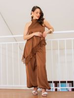 Calça Aladim Feminina Acetinada com Punho e Bolsos Olívia