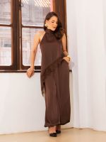 Calça Aladim Feminina Acetinada com Punho e Bolsos Olívia