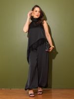 Calça Aladim Feminina Acetinada com Punho e Bolsos Olívia