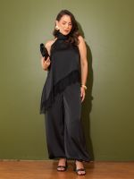 Blusa Feminina Acetinada Gola Alta com Renda Olívia