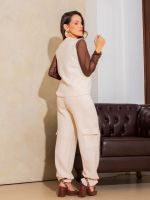 Calça Feminina de Tricô Reta com Bolsos Laterais Maitê