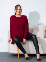 Blusa Feminina de Tricô com Franjas Ampla Alongada Estela