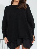 Poncho Feminino de Tricô Trançado Gola Careca Cris