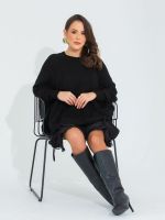 Poncho Feminino de Tricô Trançado Gola Careca Cris