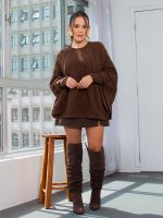 Poncho Feminino de Tricô Trançado Gola Careca Cris