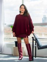 Poncho Feminino de Tricô Trançado Gola Careca Cris